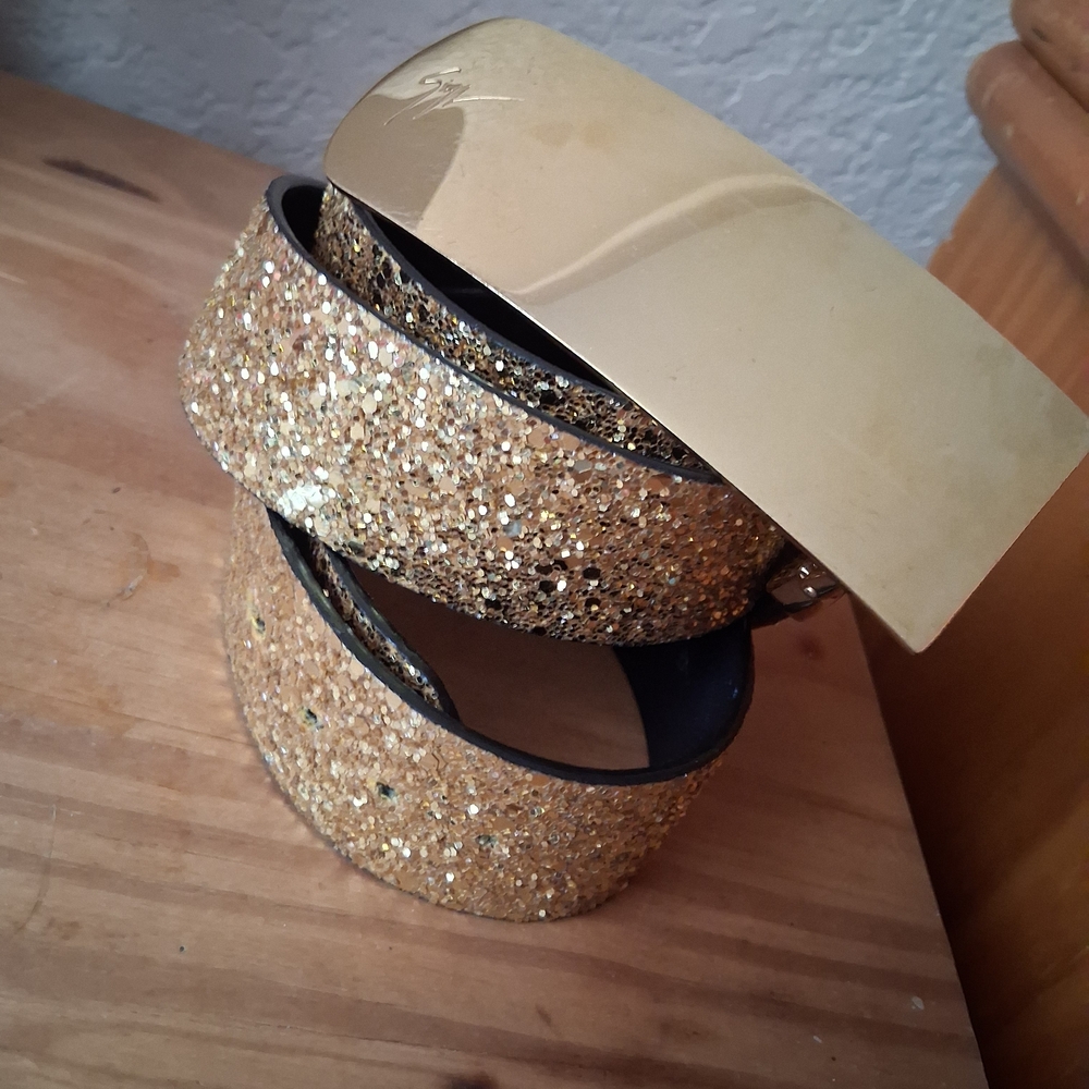 Giuseppe Zanotti Gold Glitter Belt